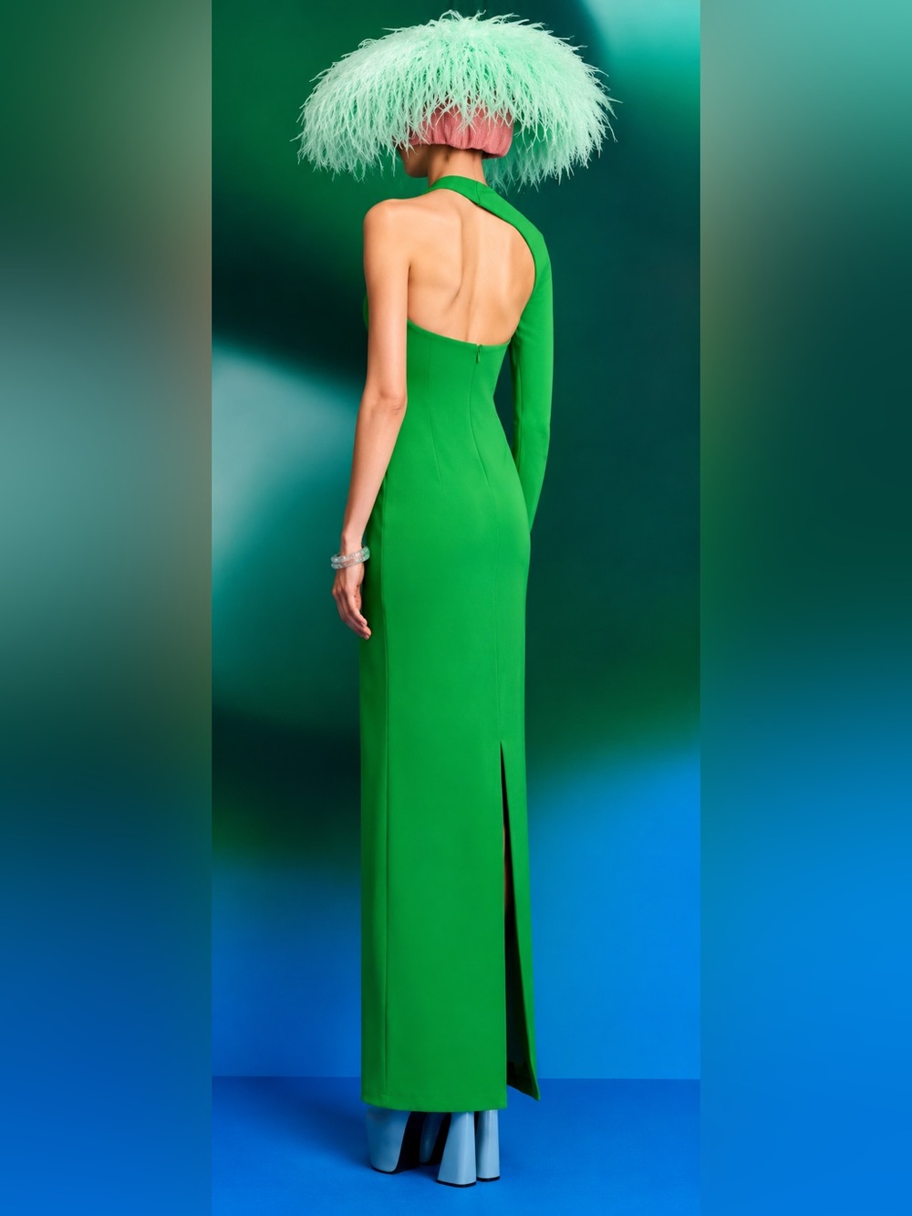 Solace London Saren Green One Shoulder Maxi Gown Formal Dress NWOT Size 6 - Picture 3 of 8